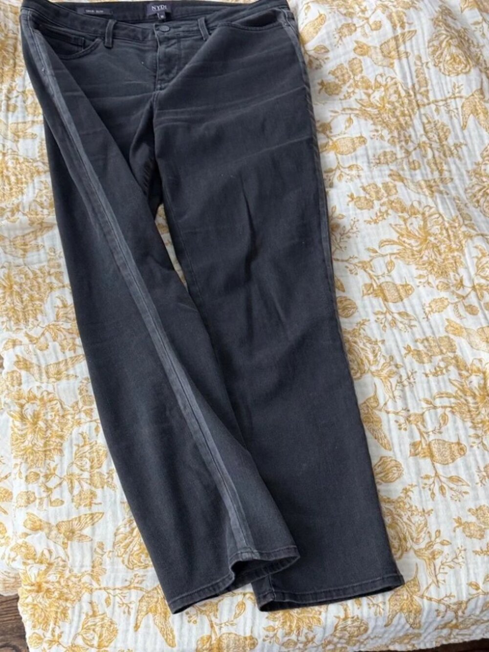 NYDJ Sheri Slim Jeans | Charcoal Gray | Tuxedo Side Stripe | LiftTuck Technology